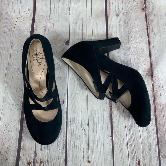 Life Stride Shoes - NEW Lifestride Black Faux Suede Carlin Pump